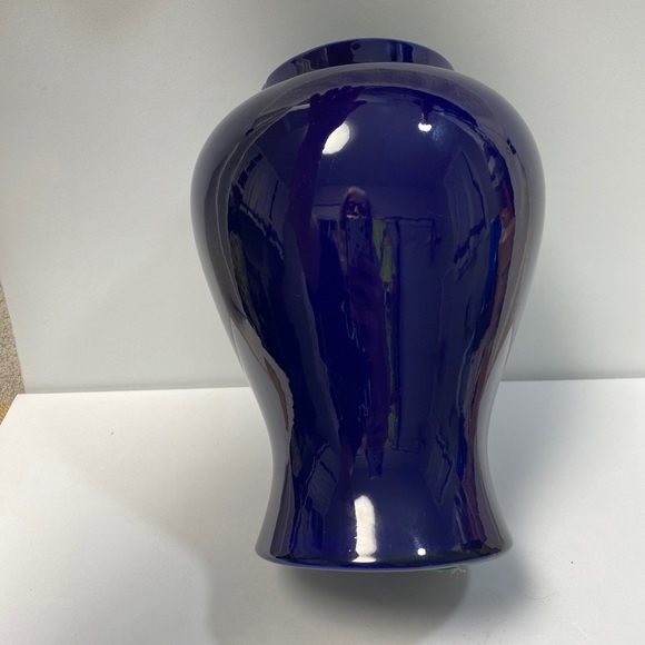 Vintage Cobalt Blue Haegar Art Deco Vase  1987 Bottom Tag # 4090  9 inch tall - Picture 11 of 13